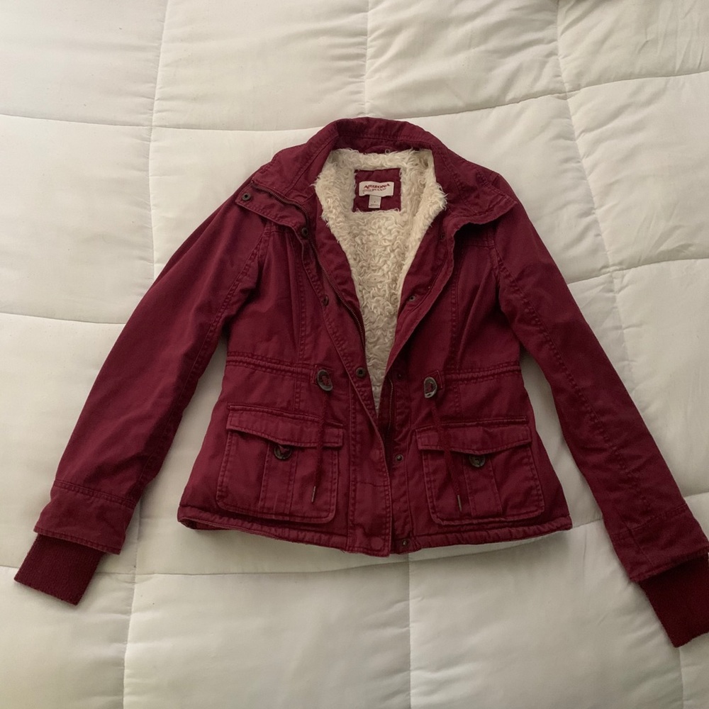 Faux fur lined military style parka coat